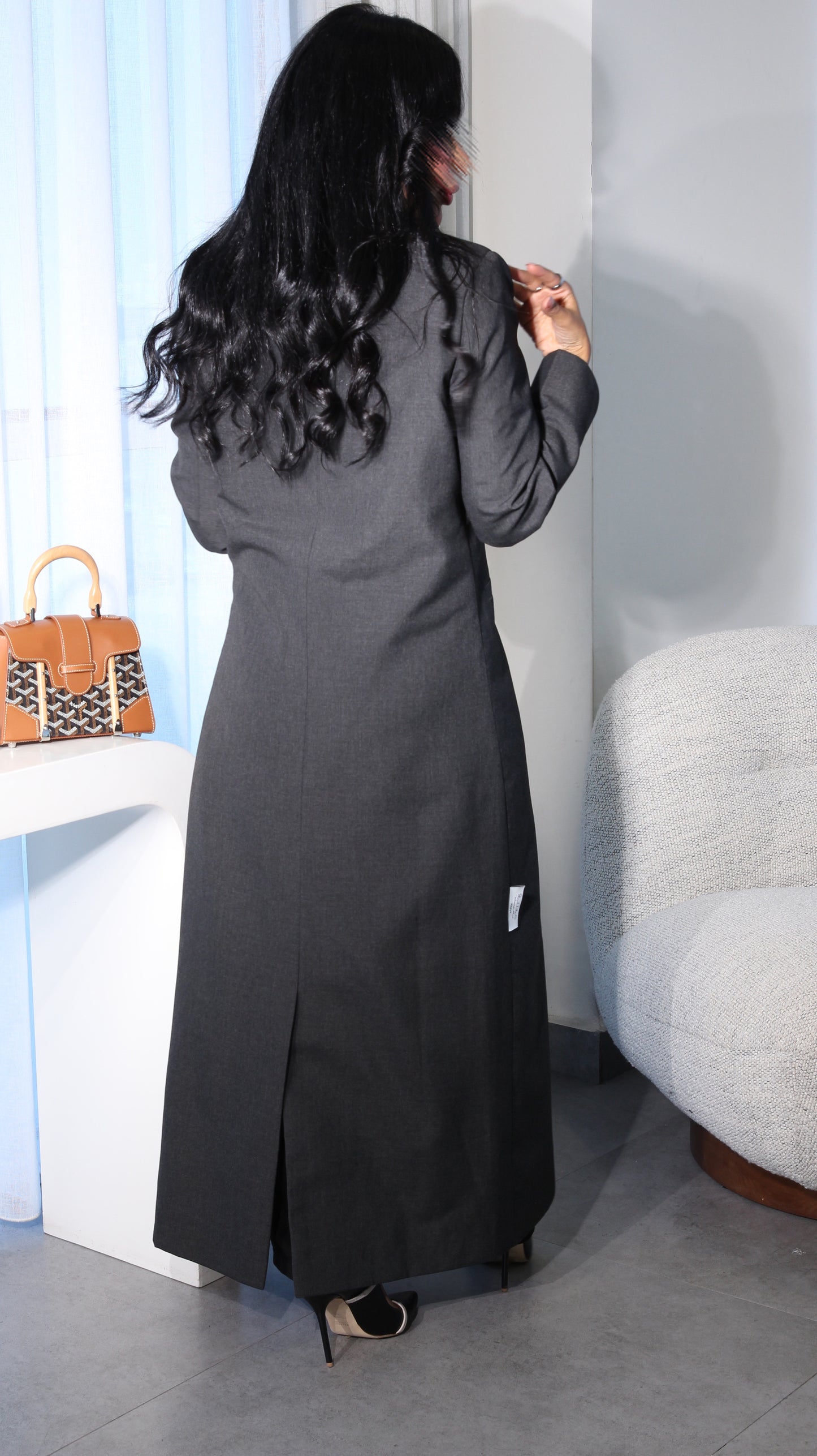 Ribbons abaya Grey