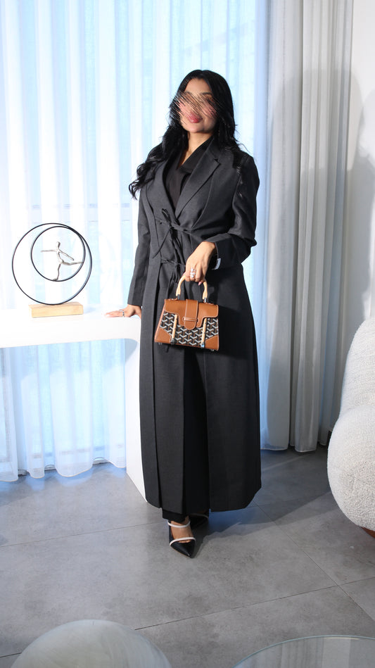 Ribbons abaya Grey